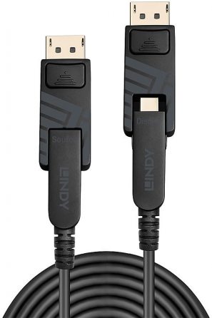 Cavo Mini DisplayPort 1.4 Ibrido in Fibra Ottica con connettori DP removibili, 70m