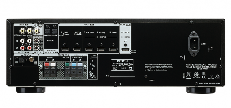 Sintoamplificatore multicanale A/V Denon AVR-X550BT