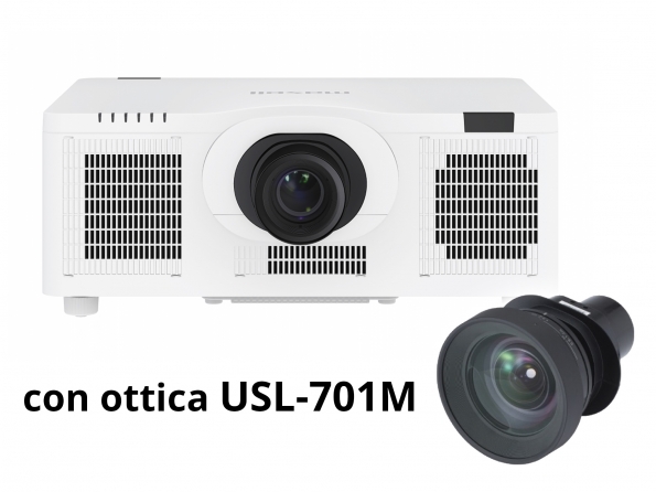 Videoproiettore Maxell MP-WU8701 + Ottica corta-ultracorta USL-701M (ultra-grandangolo TR 0.74 – 0.98:1)