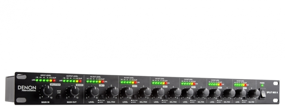 Mixer/splitter stereo Denon SPLITMIX6, 1U rack
