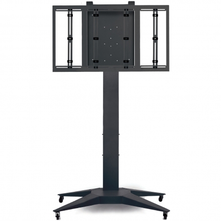 Carrello da pavimento con altezza regolabile per monitor con portata 70kg e VESA fino a 1000x475mm, nero