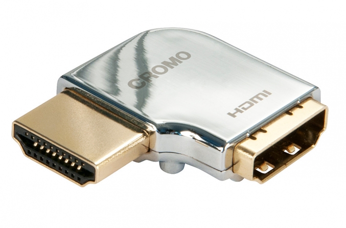 Adattatore HDMI CROMO Tipo A M/F a 90 gradi "Sinistra"