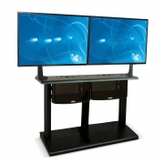 Supporto professionale da pavimento con 2 rack per 2 monitor con portata 120kg e VESA fino a 800x400mm