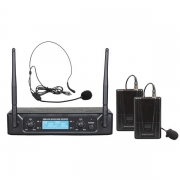 Set doppio radiomicrofono bodypack UHF a frequenza fissa, 675.30/695.30 MHz