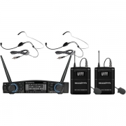 Set radiomicrofono con 2 archetti UHF, 48 canali